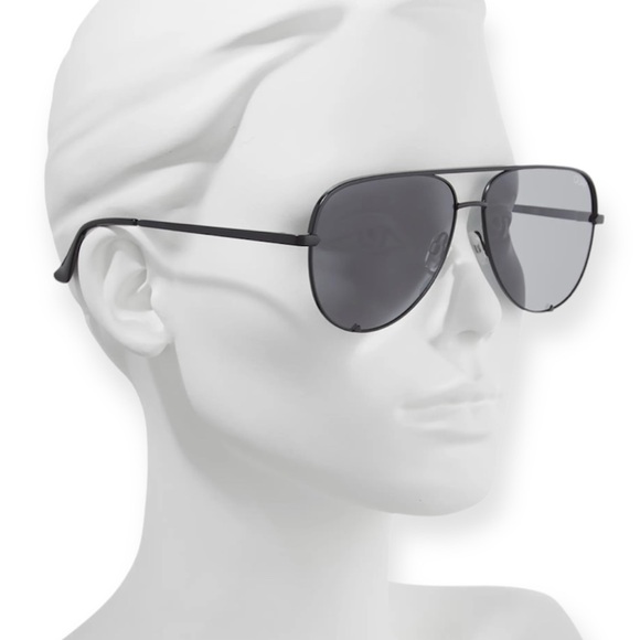 QUAY High Key Sunglasses Black Frame Black Smoke Lens Unisex Aviators NWT - Picture 6 of 12